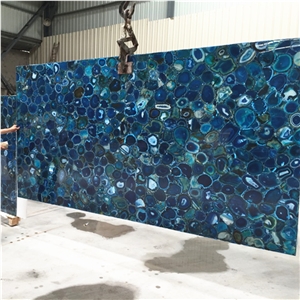 Translucent Blue Gemstone Blue Agate Stone Slab
