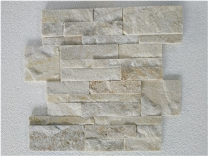 Beige Quartzite Culture Stone/Stone Wall Cladding/Thin Stone Veneer/Feature Wall/Split Face Culture Stone/Manufactured Stone Veneer/Stone Wall Decor/Ledge Stone