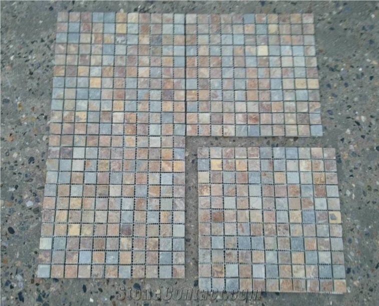 Cheap Rusty Slate Mosaic Tile for Walling Flooring,Slate Stone Mosaic Tile,Slate Mosaic Tile Pattern