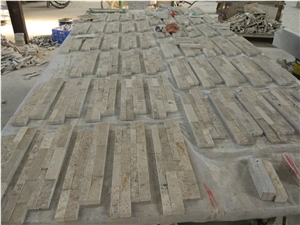 Coffee Travertine Ledge Stone/Stone Wall Decor/Thin Stone Veneer/Ledge Stone/Split Face Culture Stone/Manufactured Stone Veneer/Stone Wall Cladding