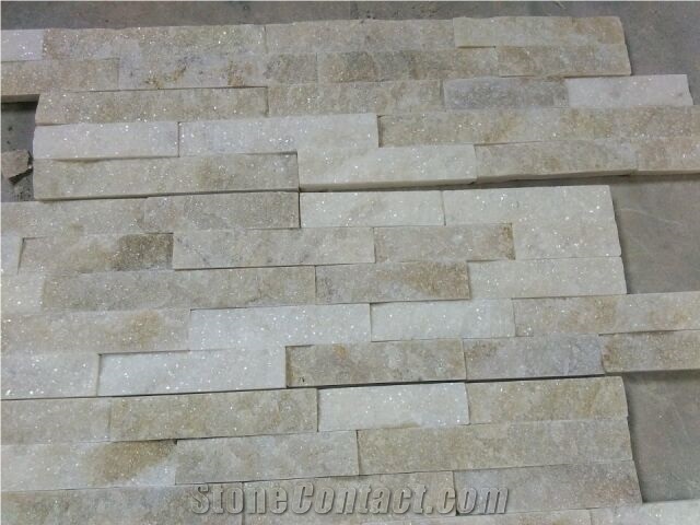 Crema Quartzite Ledger Stone Wall Decor,Beige Quartzite Natural Stone Veneer Z Shape ,Split Face Stacked Stone