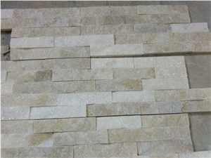 Crema Quartzite Ledger Stone Wall Decor,Beige Quartzite Natural Stone Veneer Z Shape ,Split Face Stacked Stone
