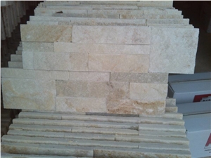 Crema Quartzite Ledger Stone Wall Decor,Beige Quartzite Natural Stone Veneer Z Shape ,Split Face Stacked Stone