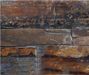 Gold Rush Slate Rough Surface with Cement Culture Stone, Multicolor Slate Rusty Slate Stacked Stone Wall Cladding ,Rough Slate Veneer