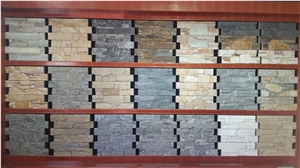 Gold Rush Slate Rough Surface with Cement Culture Stone, Multicolor Slate Rusty Slate Stacked Stone Wall Cladding ,Rough Slate Veneer