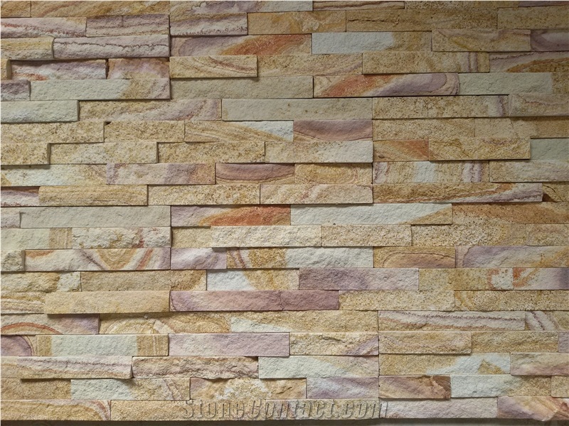 Mixcolor Sandstone,Culture Stone, Wallstone, Wall Cladding, Stone Wall Decor,Ledge Stone, Feature Wall, Split Face Culture Stone, Thin Stone Veneer,Ledge Stone