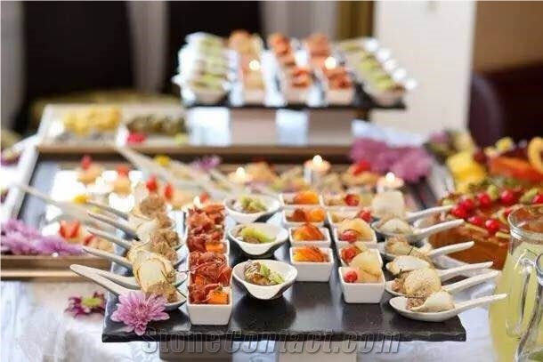 Natural Stone Popular Black Slate Plates, Dishes