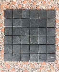 Slate Mosaic, Black Slate Mosaic,Slate Mosaic China Factory Wholesale, Black Slate Brick Mosaic, 25x25 ,48x48mm Brick Mosaic,Wall and Flooring Mosaic,