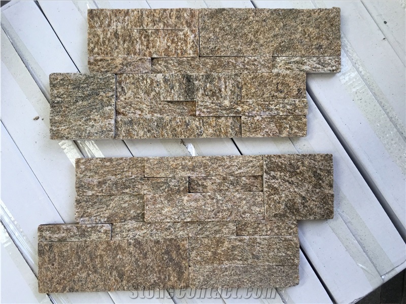 Tiger Skin Yellow Ledge Stone/Stone Wall Cladding/Stone Wall Decor/Thin Stone Veneer/Feature Wall/Split Face Culture Stone/Manufactured Stone Veneer/Ledge Stone