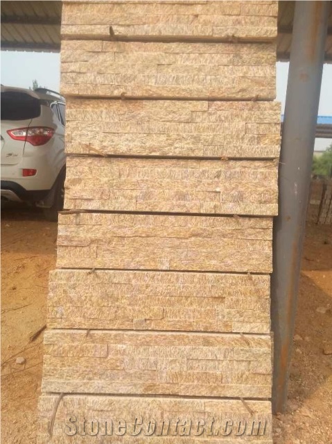 Tiger Skin Yellow Stone Wall Cladding/Stone Wall Decor/Feature Wall/Split Face Culture Stone/Manufactured Stone Veneer/Thin Stone Veneer/Ledge Stone