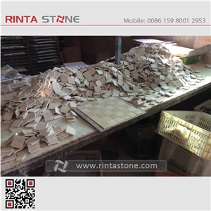 Natural Stone Mosaic Tiles,Marble Mosaic Bathroom Culture Stone,Wall Cladding Panel Format Panel Decorative Stone Chipped Mosaic Pattern Composited Tiles Honeycomb Panel Ceramic Backed Mosaic