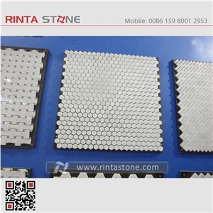 Natural Stone Mosaic Tiles,Marble Mosaic Bathroom Culture Stone,Wall Cladding Panel Format Panel Decorative Stone Chipped Mosaic Pattern Composited Tiles Honeycomb Panel Ceramic Backed Mosaic