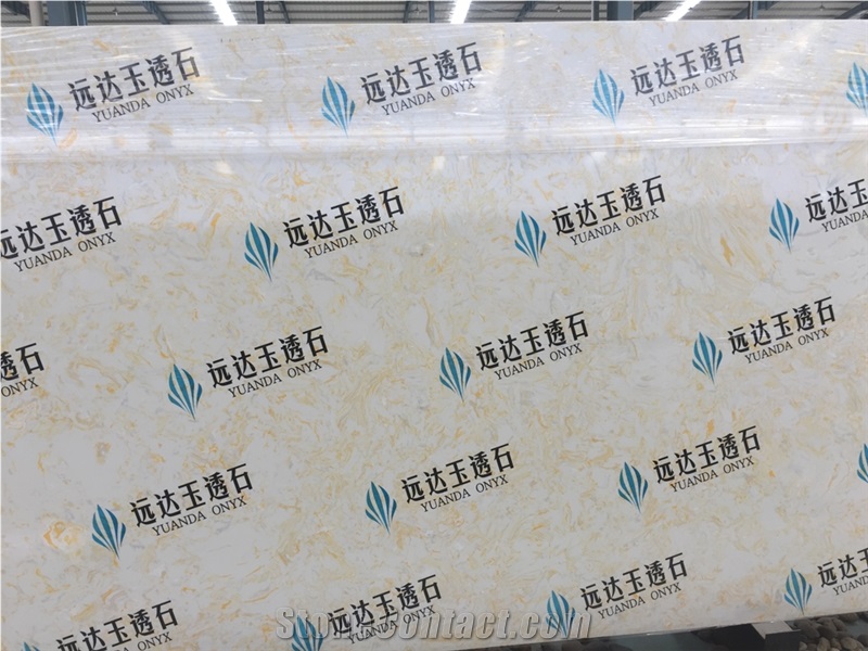 Beige Manufactured Onyx Slabs & Tiles
