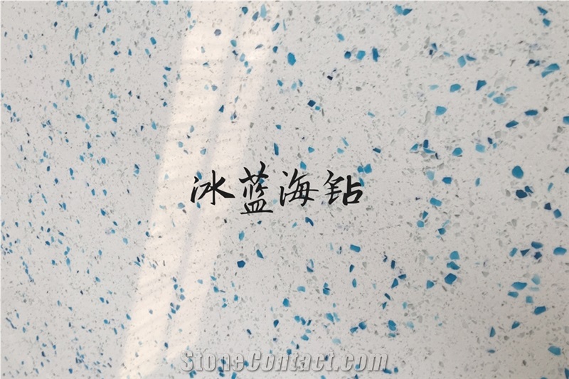 Blue Sea Quartz Engineer Stone For Tops Slabs & Tiles