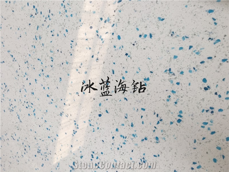 Blue Sea Quartz Engineer Stone For Tops Slabs & Tiles