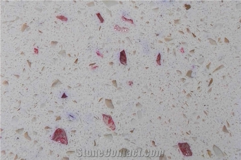 Red Sparkle Quartz Stone Slabs & Tiles