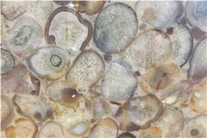 White Agate Gemstone Slabs Backlit Backgroud Decoration