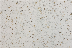 White and Golden Color Quartz Slabs