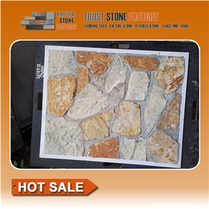 Beige Quartzite Random Flagstones,Beige Flagstone Wall,Natural Flagstone Driveway
