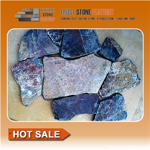 Black Flagstone Flooring,Quartzite Flagstone Road Paving,Natural Irregular Flagstones