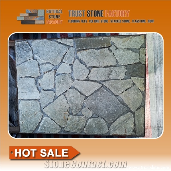Black Quartzite Flagstone Walkway Pavers,Natural Flagstone Courtyard,Flagstone Patio