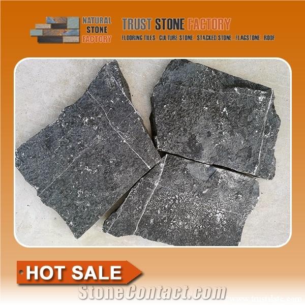 Black Quartzite Irregular Flagstones,Natural Flagstone Walkway Pavers,Flagstone Courtyard
