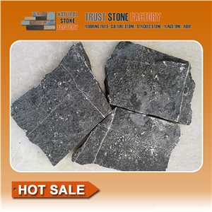 Black Quartzite Irregular Flagstones,Natural Flagstone Walkway Pavers,Flagstone Courtyard