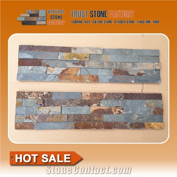 China Multicolor Slate Culture Stone,Stone Wall Cladding,Slate Ledges,Slate Culture Stone