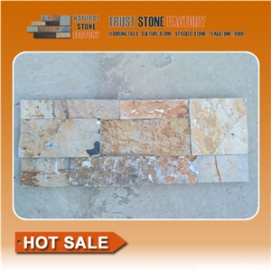 Desert Slate Fieldstone,Yellow Slate Castle Rock Veneer,Yellow Slate Ledge Stone Wall Decor for Exterior Wall Cladding, Irregular Dimension,Fieldstone Wall,Rock,Dry Stone Walling