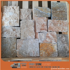 Gold Fantasy Flagstone Wall Cladding, Veneer Stone, Wall Covering Flagstone, Flagstone Rock, Flagstone Wall, Flagstone Patio,Flagstone Patio, Flagstone Road Paving