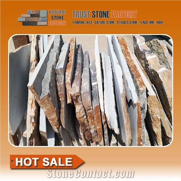 Golden Beige Quartzite Random Flagstones Paver, Golden Quartzite Irregular Flagstone Patio Stone, Random Flagstone Courtyard Paving