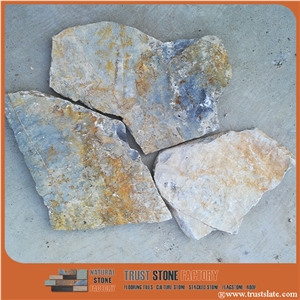 Golden Quartzite Random Flagstone Paving, Irregular Flagstone Walkway Pavers, Irregular Flagstone Driveway Paver