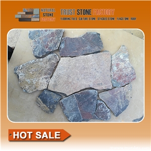 Grey&Dark Quartzite Random Flagstones Paver, Quartzite Flagstones Patio Paver, Irregular Flagstone Landscape Paving, Pool Surrounding Paver