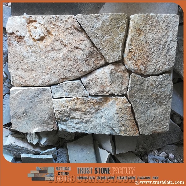 Grey&Golden Quartzite Random Flagstones Paver, Quartzite Flagstones Patio Paver, Irregular Flagstone Landscape Paving, Pool Surrounding Paver