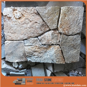 Grey&Golden Quartzite Random Flagstones Paver, Quartzite Flagstones Patio Paver, Irregular Flagstone Landscape Paving, Pool Surrounding Paver