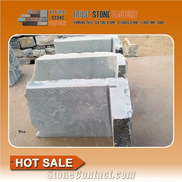 Grey Ledger Stone Corners,Quartzite Veneer Stone Corners,Stone Cladding Corner Detail,