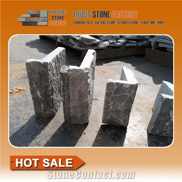 Grey Ledgestone Corner Fireplace,Quartzite Ledgestone Corner,Ledgestone Corner Pieces