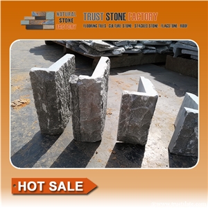 Grey Ledgestone Corner Fireplace,Quartzite Ledgestone Corner,Ledgestone Corner Pieces