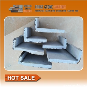 Grey Slate Corner Stone, Black Wall Cladding Corner Stone, Natural Split Mushroom Stone