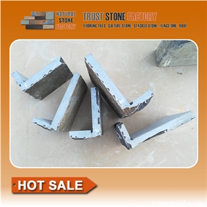 Grey Slate Corner Stone, Black Wall Cladding Corner Stone, Natural Split Mushroom Stone