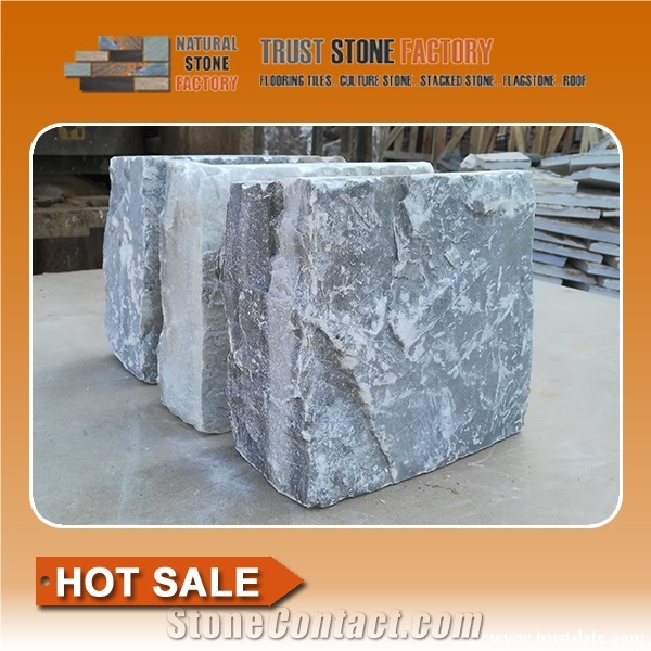 Grey Stone Wall Veneer, Corner Stone, China Black Quartzite Corner Stone