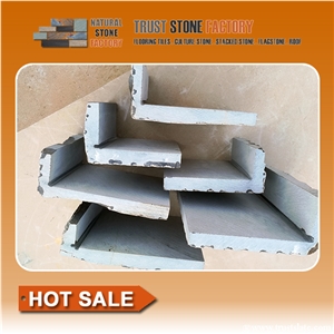 Quartzite Ledger Stone Outside Corner,Black Stacked Stone Veneer Corners,Stack Stone Cladding Corners,