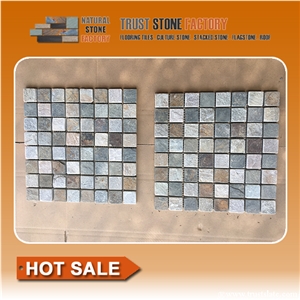 Quartzite Mosaic Tiles Craft, Patterned Mosaic Tiles,Mesh Mounted Mosaic Tiles