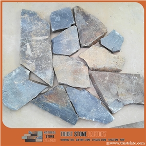 Random Black Slate Flagstone, Machine Cut, Slate Crazy Paver, Irregular Flagstones, Flagstone Courtyard, Flagstone Driveway, Flagstone Road Paving