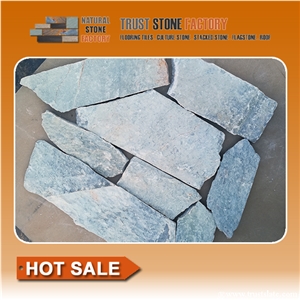 White Quartzite Flagstone Wall,Natural Flagstone Tile,Flagstone Walkway Pavers