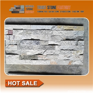 White Stacked Stone Veneer,Quartzite Stone Retaining Wall Construction,Stacked Stone Wall,