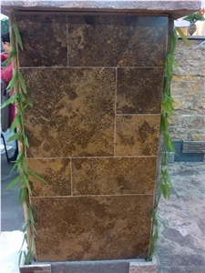 Rusty Manchu Caviar Limestone Tiles, China Brown Limestone Slab Polished