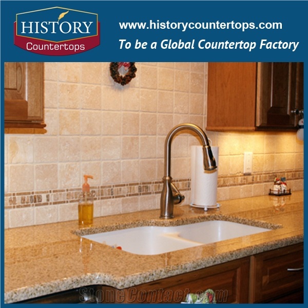 2017 Chinese Hottest Granite G682 Golden Yellow/Coast Sand with Customized Edges for Polishing Kitchen Countertops ,Bar Tops, Custom Worktops in Multi-Family and Apartment Projects