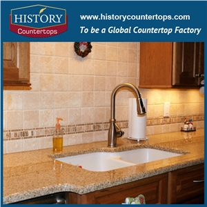 2017 Chinese Hottest Granite G682 Golden Yellow/Coast Sand with Customized Edges for Polishing Kitchen Countertops ,Bar Tops, Custom Worktops in Multi-Family and Apartment Projects