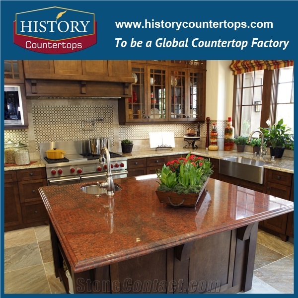 2017 India Best Option for Countertops Multicolor Red, Polished Kitchen Worktops, Island Top, Desk Tops, Cut-To-Size for Sale